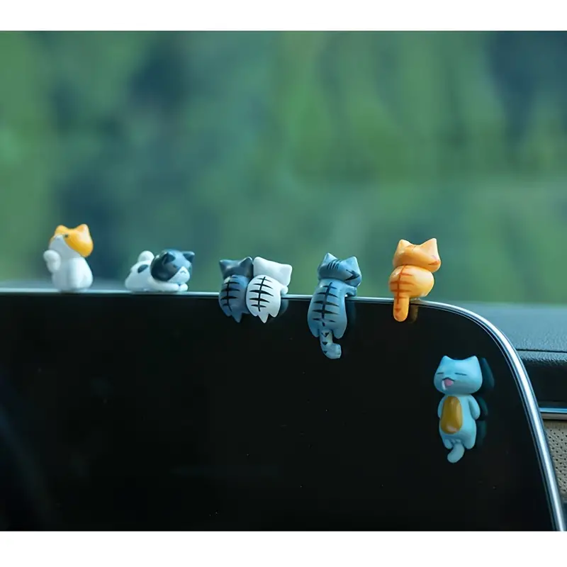 Plant Monitor - 6pcs PVC Cartoon Cat Figurines for